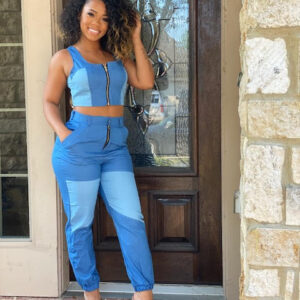 2 piece denim pant set